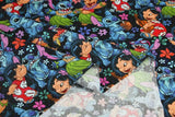 Lilo and Stitch Dancing blue! 1 yard Medium Thickness Cotton Fabric, Fabric by Yard, Yardage Cotton Fabrics Style Prints Lilo & Stitch - fabrics-top