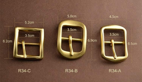 3.4cm Solid Brass  日“ Shape Brass 1-1/3'' Belt Buckles for Men, Vintage handmade Style, 3 Models Available - fabrics-top