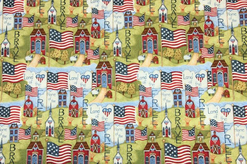Land of the free, Home of the brave The Star-Spangled Banner! 1 Meter Medium Thickness Cotton Fabric by Yard, Yardage Cotton  202101