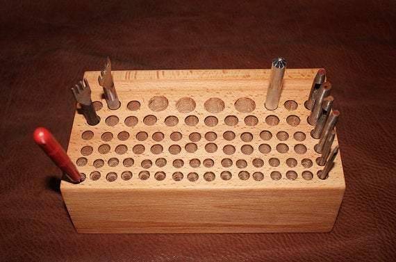 A Wooden Handworking Tool Holder, Leather Handworking Tool Organizer, Tool Shelf, Wood Tool Caddy, Jewelers Tools, Made of Solid Wood.