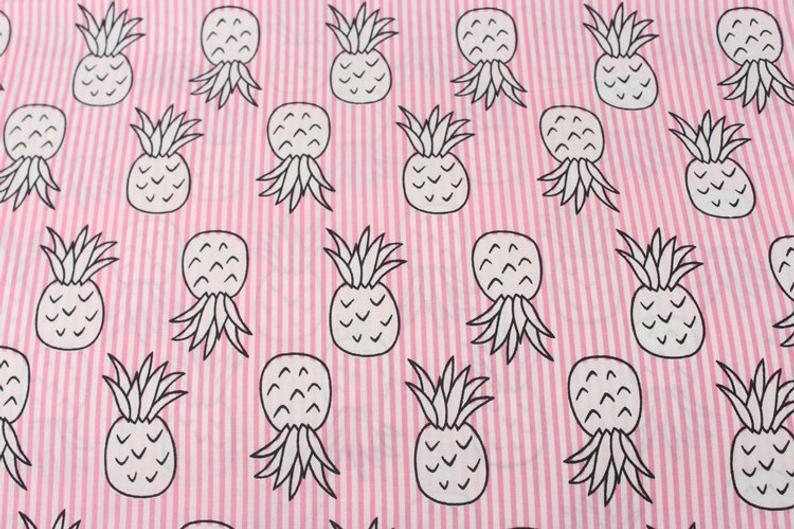 Water Melon and Pine Apples Fruit Stripes! 1 Meter Medium Thickness Plain Cotton Fabric, Fabric by Yard, Yardage Cotton Fabrics - fabrics-top