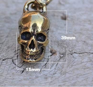 An Exquisite Brass Skull Accessory, Silver Skull Pendant, Great for Leather Handworks or other Crafts, Silver Skulls - fabrics-top