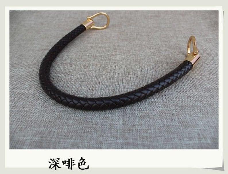 A Braided PU Leather Bag handle With Dismountable Buckles, flexible edition, total length 60 cm, Golden Clip Hardwares, 6 Colors available - fabrics-top