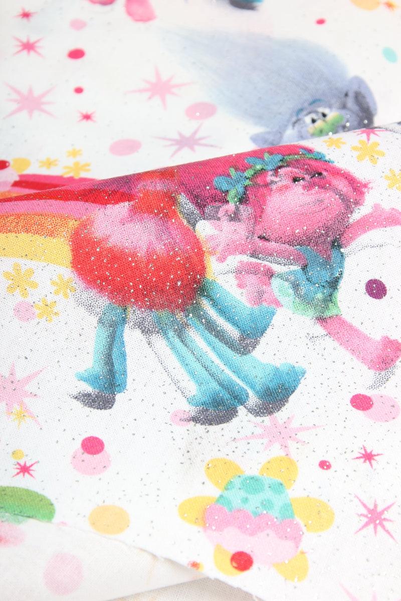 Trolls Pass the Glitter! 1 Meter Medium Weight Plain Cotton Fabric, Fabric by Yard, Yardage Cotton Fabrics for  Style Garments, Bags - fabrics-top