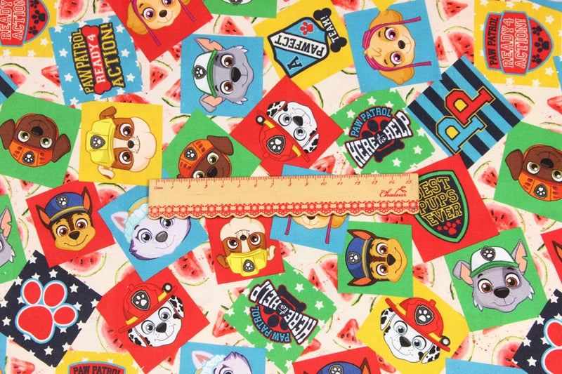 Paw Patrol Series 2 6 prints! 1 Meter Medium Thickness Cotton Fabric, Fabric by Yard, Yardage Cotton Fabrics for Style Clothes, Bags Dog