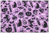 Purple Halloween Themed Black Cat! 1 Yard Medium Thickness Plain Cotton Fabric, Fabric by Yard, Yardage Cotton Fabrics for Clothes Crafts