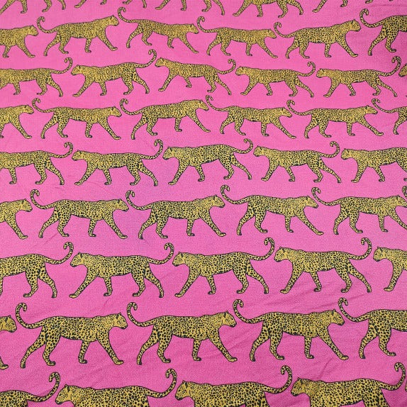 Leopards Rosy Pink! 1 Meter Medium Thickness  Cotton Fabric, Fabric by Yard, Yardage Cotton Fabrics for  Style Garments, Bags