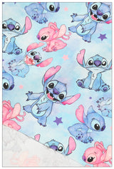 Stitch and Angle 4 prints Pink blue! 1 Yard Printed Cotton Fabric by Yard, Yardage Fabrics, Children  Kids 2103