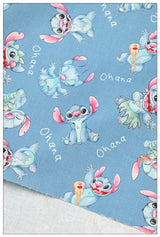 Stitch and Angle 4 prints Pink blue! 1 Yard Printed Cotton Fabric by Yard, Yardage Fabrics, Children  Kids 2103