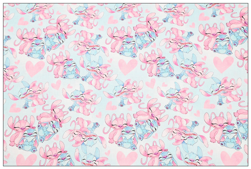 Stitch and Angle 4 prints Pink blue! 1 Yard Printed Cotton Fabric by Yard, Yardage Fabrics, Children  Kids 2103