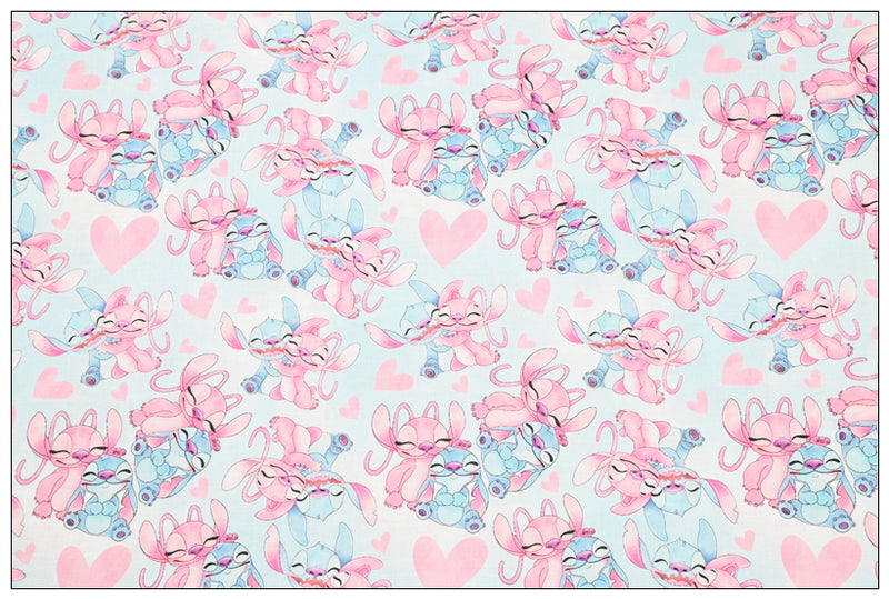 Stitch and Angle 4 prints Pink blue! 1 Yard Printed Cotton Fabric by Yard, Yardage Fabrics, Children  Kids 2103