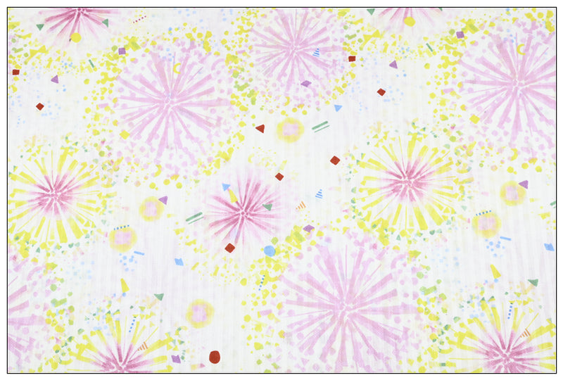 Fireworks Pattern Japanese Style Retro! 1 Meter Medium Summer Slub Cotton Floral Fabric by Yard, Yardage Cotton Fabrics Style Garments, Bags