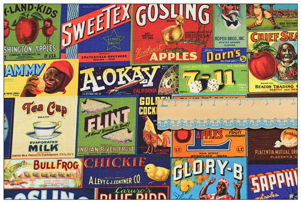 Commercial Ads Posters American Retro Pictures ! 1 Yard Medium Cotton Fabric, Fabric by Yard for Style Clothes, Bags