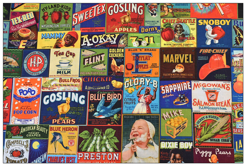 Commercial Ads Posters American Retro Pictures ! 1 Yard Medium Cotton Fabric, Fabric by Yard for Style Clothes, Bags