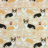 Corgis Dog! 1 Yard Medium Thickness Plain Cotton Fabric, Fabric by Yard, Yardage Cotton Fabrics for Clothes Crafts