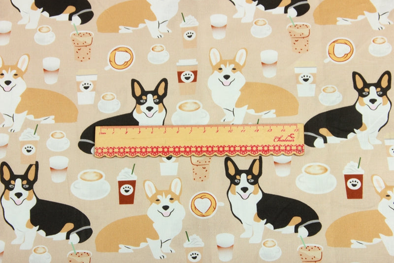 Corgis Dog! 1 Yard Medium Thickness Plain Cotton Fabric, Fabric by Yard, Yardage Cotton Fabrics for Clothes Crafts