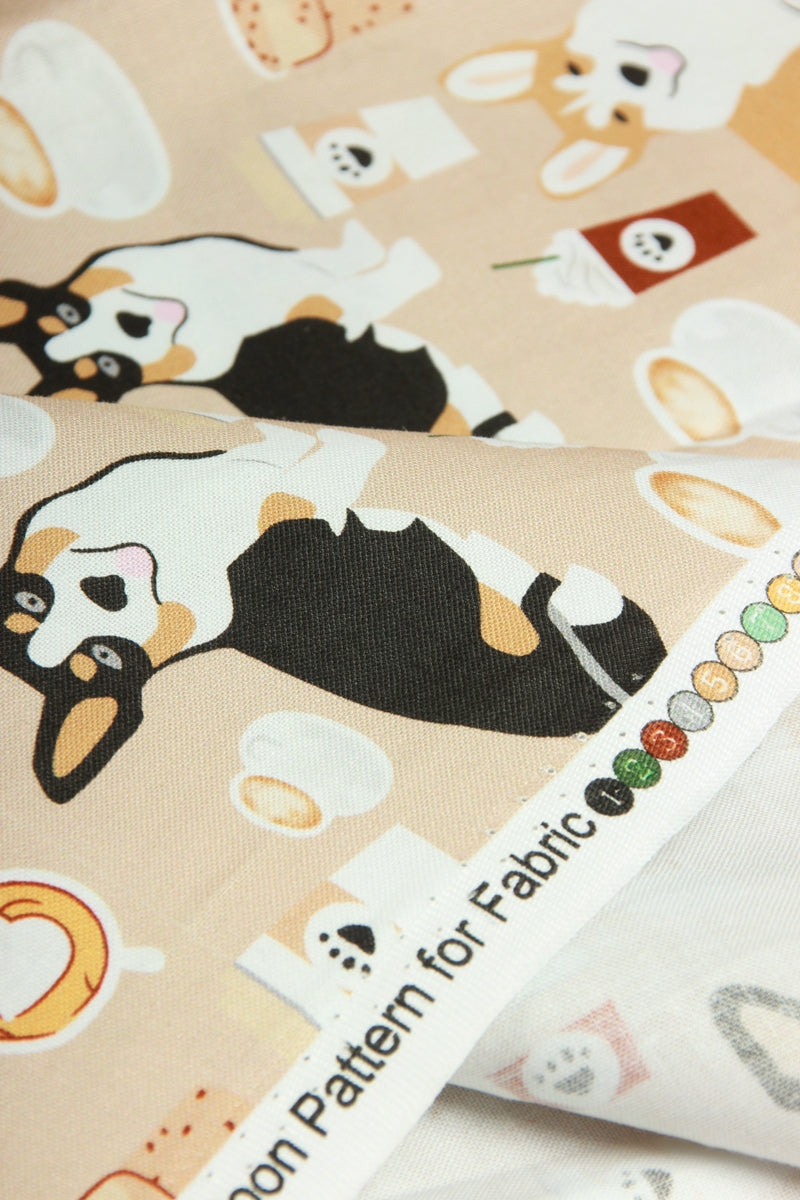 Corgis Dog! 1 Yard Medium Thickness Plain Cotton Fabric, Fabric by Yard, Yardage Cotton Fabrics for Clothes Crafts