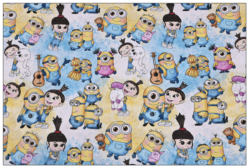 Minions New Series 11 prints! 1 Yard Medium Thickness  Cotton Fabric, Fabric by Yard, Yardage Cotton Fabrics for  Style Garments, Bags Yellow