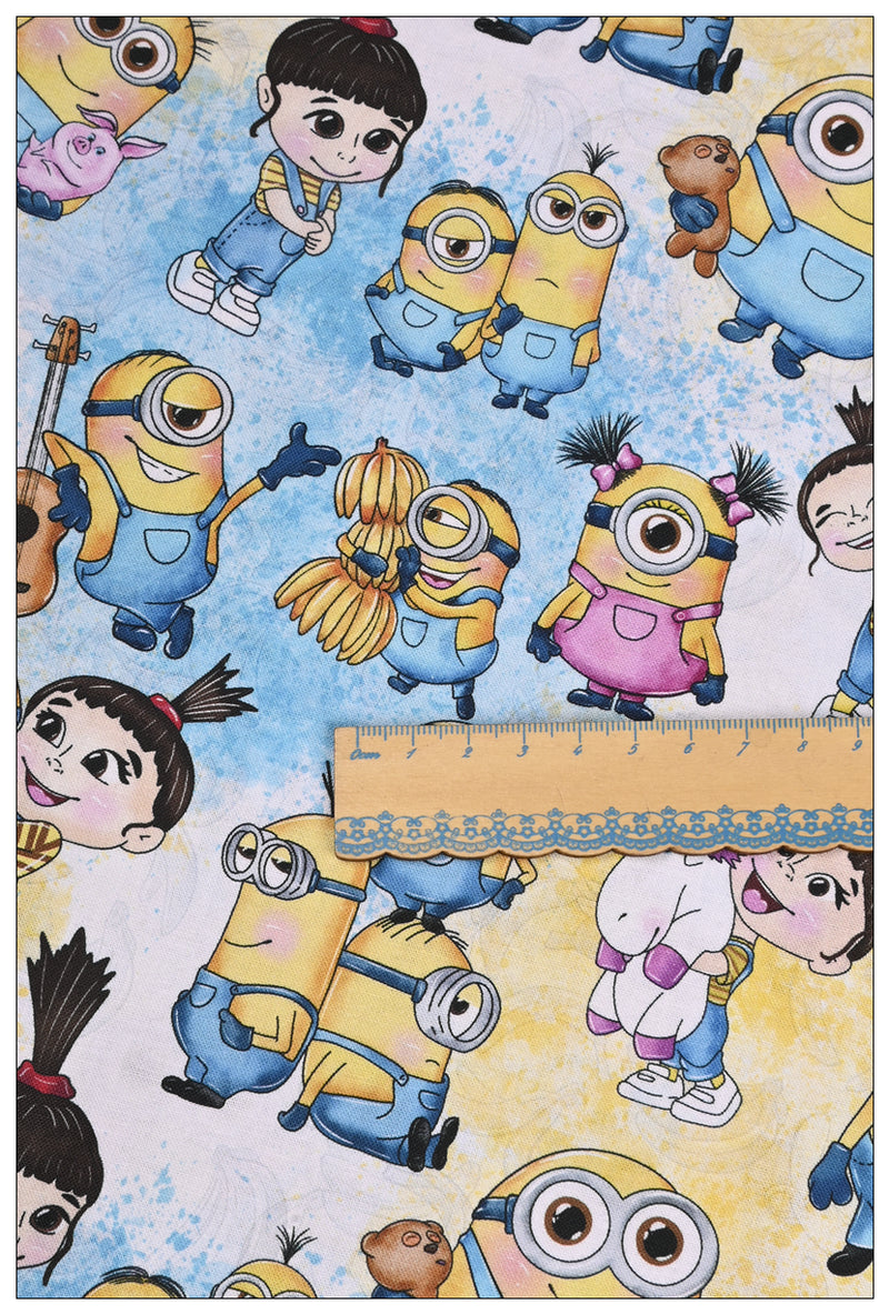 Minions New Series 11 prints! 1 Yard Medium Thickness  Cotton Fabric, Fabric by Yard, Yardage Cotton Fabrics for  Style Garments, Bags Yellow