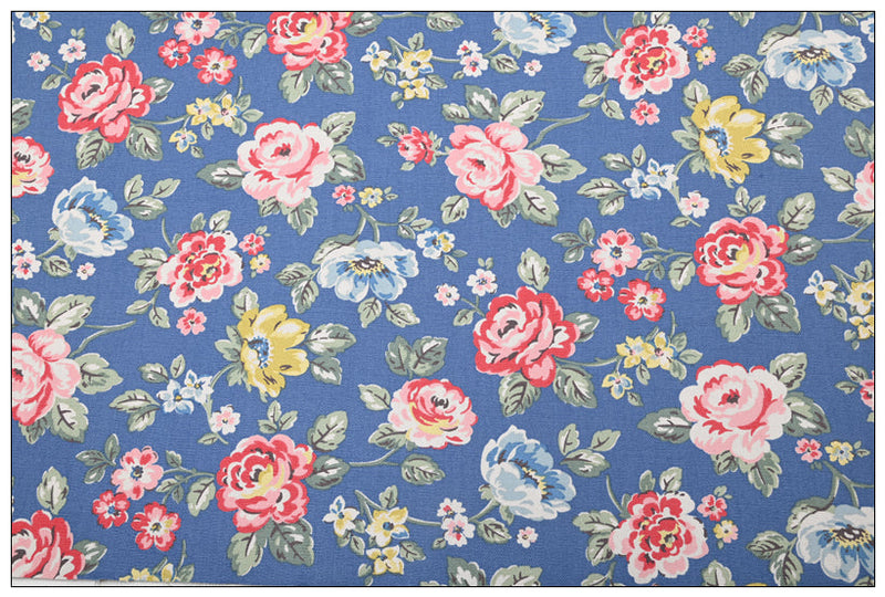 London Cath Kidston Floral 2 Prints ! 1 Meter Stiff Cotton Toile Fabric, Fabric by Yard, Yardage Cotton Canvas Fabrics for Bags English Retro