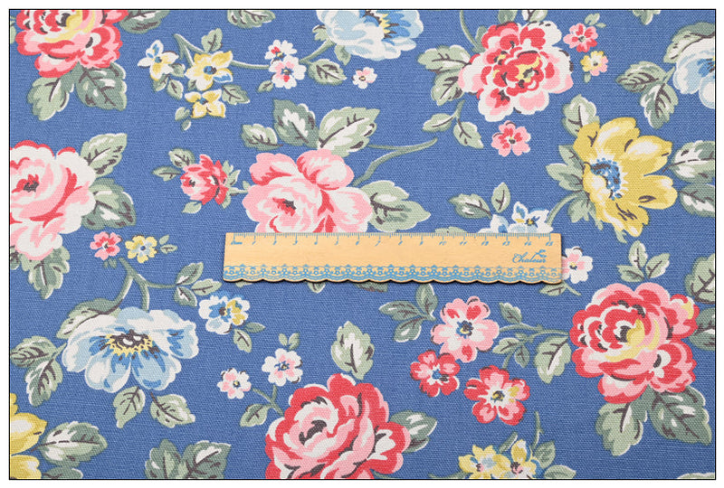 London Cath Kidston Floral 2 Prints ! 1 Meter Stiff Cotton Toile Fabric, Fabric by Yard, Yardage Cotton Canvas Fabrics for Bags English Retro