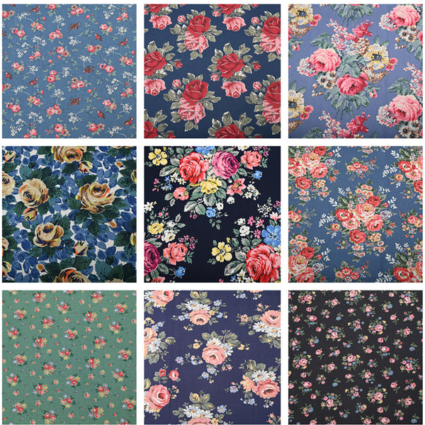 Classic English Rose Cath Kidston Floral 30 Prints ! 1 Meter Stiff Cotton Toile Fabric, Fabric by Yard, Yardage Cotton Canvas Fabrics for Bags English Retro