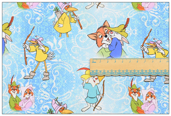 Robin Hood the Fox and the Crane! 1 Yard Printed Cotton Fabric by Yard, Yardage Bag Fabrics, Children Fabrics, Kids, Japanese