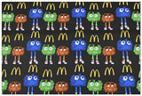 McDonald's Toys Black ! 1 Yard Medium Thickness Cotton Fabric, Fabric by Yard, Yardage Cotton Fabrics for Style Clothes, Bags