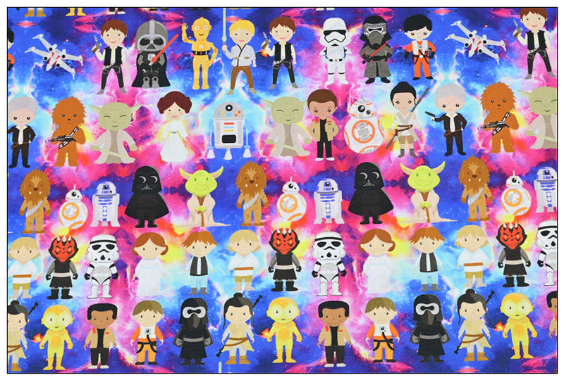 Unreal Color Characters of Star Wars 2 prints! 1 Yard Printed Cotton Fabric by Yard, Yardage Fabrics, Children Kids