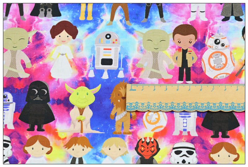 Unreal Color Characters of Star Wars 2 prints! 1 Yard Printed Cotton Fabric by Yard, Yardage Fabrics, Children Kids