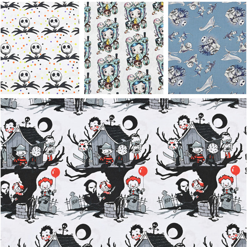 Skulls Sally Nightmare beofre Christmas 4 prints! 1 Meter Medium Thickness Plain Cotton Fabric, Fabric by Yard, Yardage Cotton Fabrics for Clothes Crafts