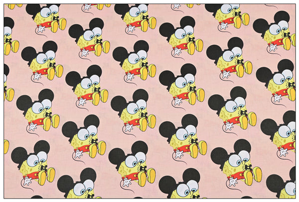 SpongeBob with Mickey's Ears! 1 Yard Plain Cotton Fabric by Yard, Yardage Cotton Fabrics for Style Craft Bags