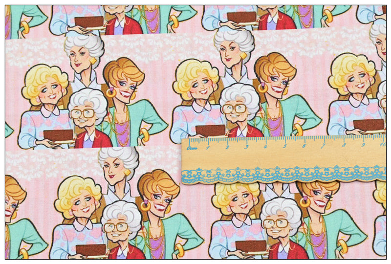 Golden Girls Cartoon! 1 Yard MediumThickness Cotton Fabric by Yard, Yardage Cotton Fabrics for  Style Garments, Bags Yellow