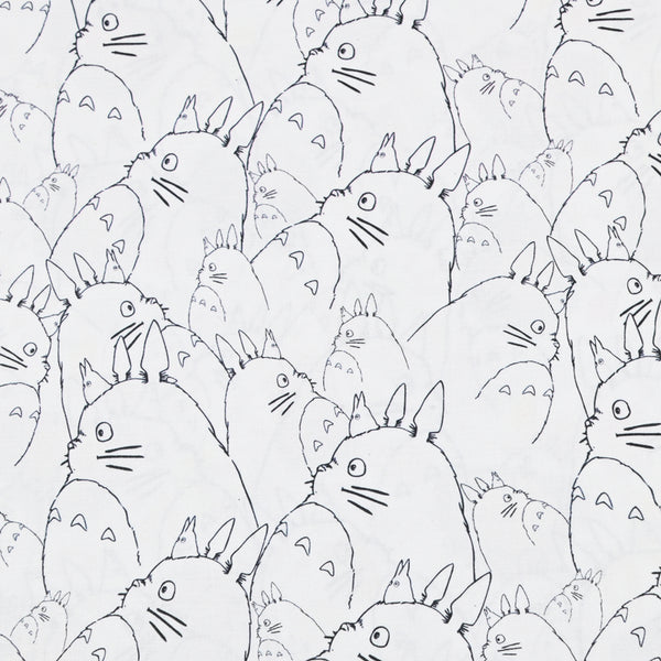 Totoro Black and White Miyazaki Hayao! 1 Yard Printed Cotton Fabric, Fabric by Yard, Yardage Bag Fabrics, Children Fabrics, Kids, Japanese