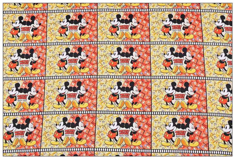 Mickey Mouse Classic since 1928 reels! 1 Yard Plain Cotton Fabric by Yard, Yardage Cotton Fabrics for Style Craft Bags