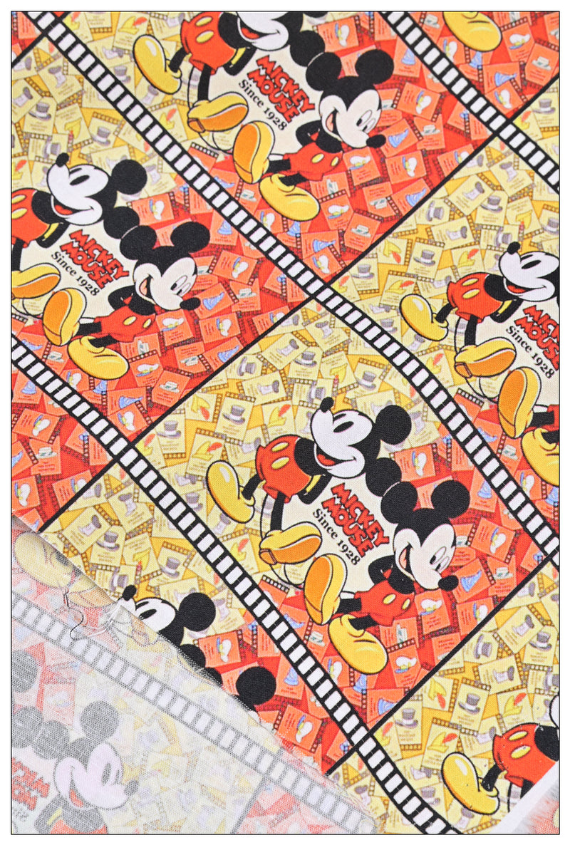 Mickey Mouse Classic since 1928 reels! 1 Yard Plain Cotton Fabric by Yard, Yardage Cotton Fabrics for Style Craft Bags