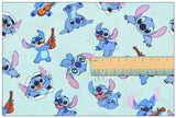 Stitch the Cartoon 4 prints blue! 1 Yard Printed Cotton Fabric by Yard, Yardage Fabrics, Children  Kids 2103