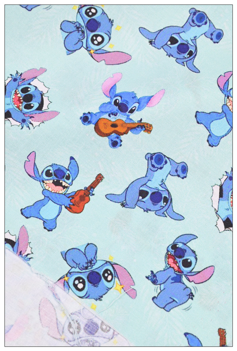 Stitch the Cartoon 4 prints blue! 1 Yard Printed Cotton Fabric by Yard, Yardage Fabrics, Children  Kids 2103