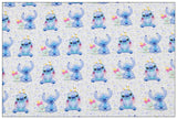 Stitch the Cartoon 4 prints blue! 1 Yard Printed Cotton Fabric by Yard, Yardage Fabrics, Children  Kids 2103