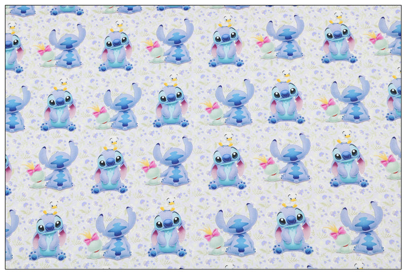 Stitch the Cartoon 4 prints blue! 1 Yard Printed Cotton Fabric by Yard, Yardage Fabrics, Children  Kids 2103