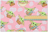 Pink Yoda Adorable Baby cartoon ! 1 Meter Medium Thickness Cotton Fabric, Fabric by Yard, Yardage Cotton Fabrics for  Style Garments