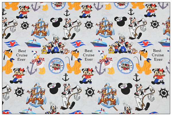 Best Cruise Ever Goofy Disney Characters! 1 Yard Plain Cotton Fabric by Yard, Yardage Cotton Fabrics for Style Craft Bags