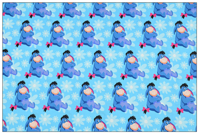 Eeyore the donkey blue ! 1 Yard Medium Thickness Cotton Fabric, Fabric by Yard, Yardage Cotton Fabrics for Style Clothes, Bags