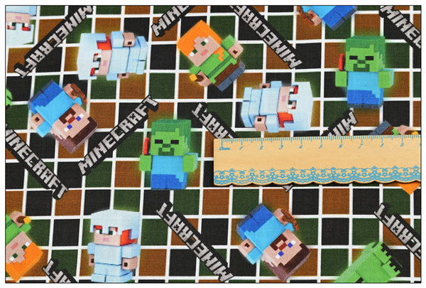 Minecraft the game Mosaic ! 1 Yard Medium Printed Cotton Fabric, Fabric by Yard, Yardage Cotton Fabrics online Game