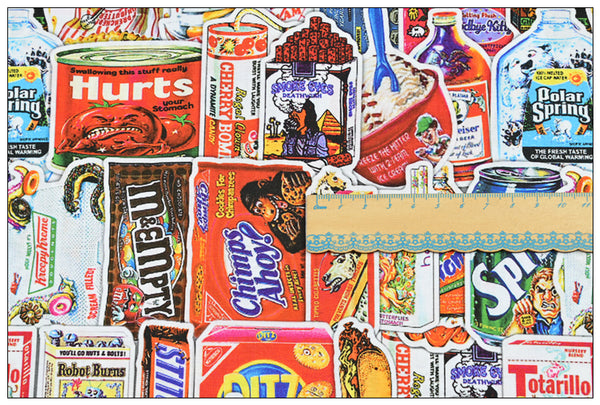 Supermarket Food Poster American Retro Pictures ! 1 Yard Medium Cotton Fabric, Fabric by Half Yard for Style Clothes, Bags