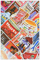 Supermarket Food Poster American Retro Pictures ! 1 Yard Medium Cotton Fabric, Fabric by Half Yard for Style Clothes, Bags