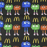 McDonald's Toys Black ! 1 Yard Medium Thickness Cotton Fabric, Fabric by Yard, Yardage Cotton Fabrics for Style Clothes, Bags