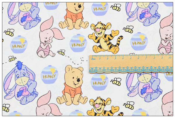 Hunny Winnie Pooh Eeyore and Friends! 1 Yard Plain Cotton Fabric by Yard, Yardage Cotton Fabrics for Style Craft Bags