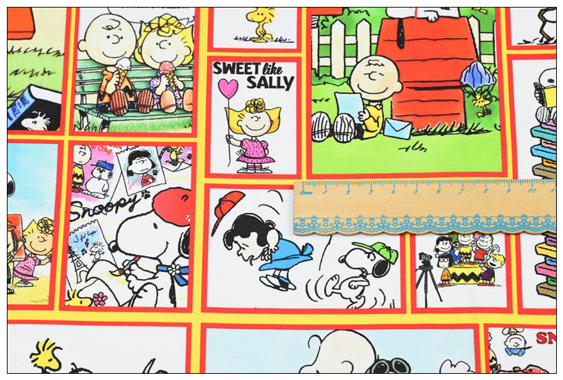 Snoopy and his Friends Comics orange! 1 Yard Plain Cotton Fabric by Yard, Yardage Cotton Fabrics for Style Craft Bags