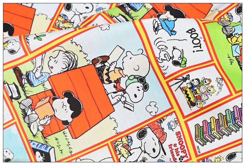 Snoopy and his Friends Comics orange! 1 Yard Plain Cotton Fabric by Yard, Yardage Cotton Fabrics for Style Craft Bags